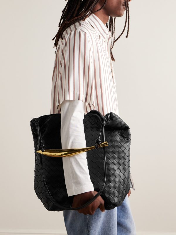 Sardine Hobo Embellished Intrecciato Leather Tote Bag - OU Sardine Hobo Embellished Intrecciato Leather Tote Bag - OU