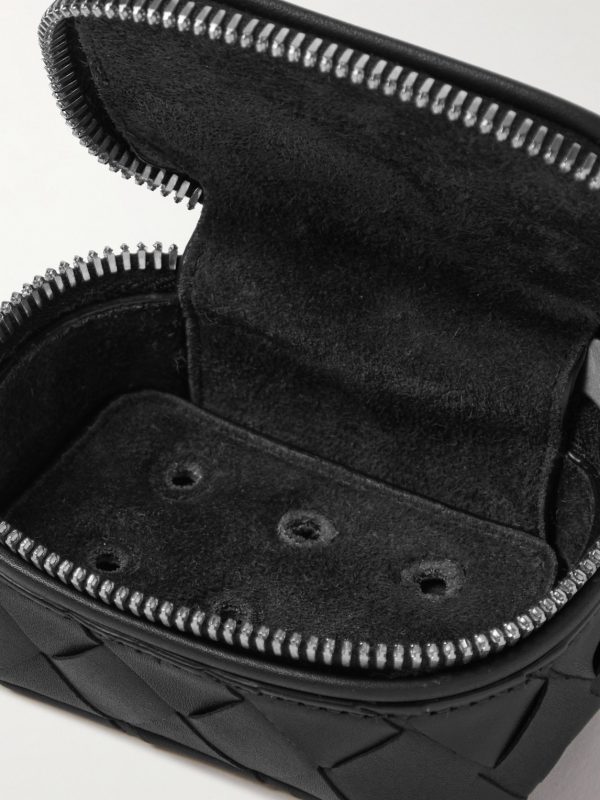 Intrecciato Leather Cufflinks Holder - E1