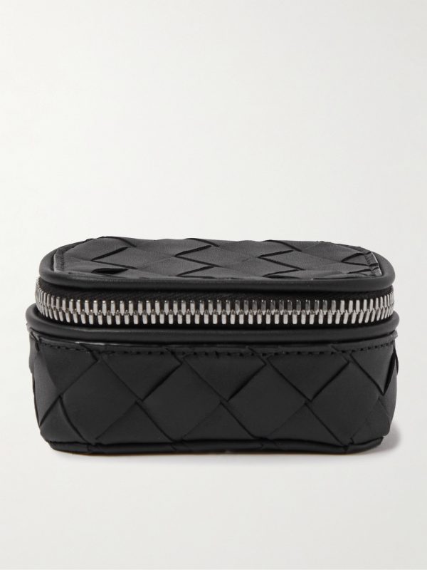 Intrecciato Leather Cufflinks Holder