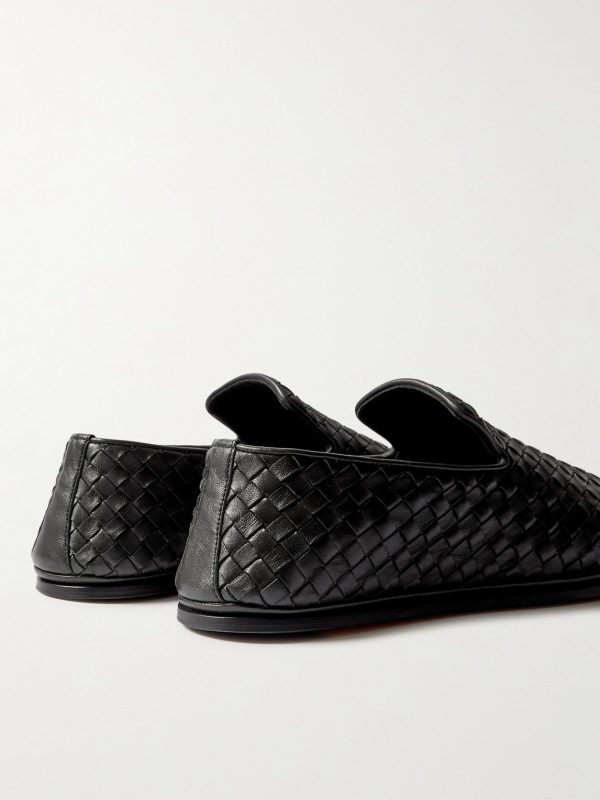 Intrecciato Full-Grain Leather Slippers - BK Intrecciato Full-Grain Leather Slippers - BK