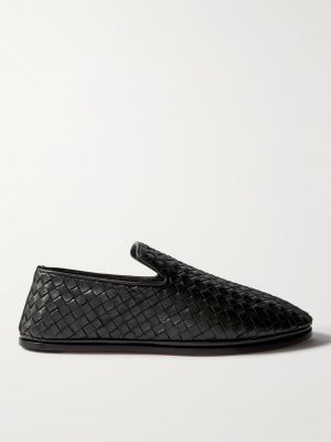 Intrecciato Full-Grain Leather Slippers