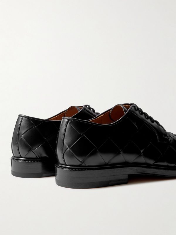 Intrecciato Leather Derby Shoes - BK Intrecciato Leather Derby Shoes - BK