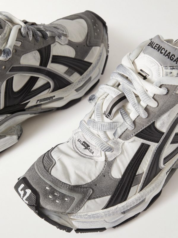 Runner Distressed Nylon, Suede and Rubber Sneakers - CU Runner Distressed Nylon, Suede and Rubber Sneakers - CU