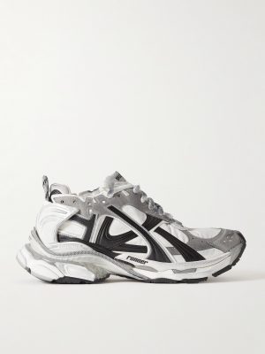 Runner Distressed Nylon, Suede and Rubber Sneakers