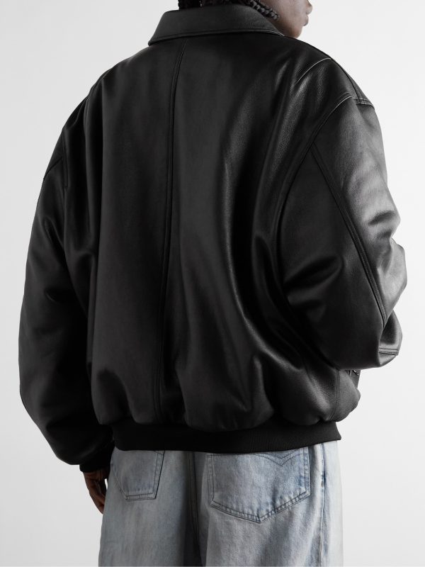 Logo-Embroidered Leather Blouson Jacket - BK Logo-Embroidered Leather Blouson Jacket - BK