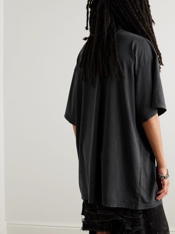 Oversized Embellished Cotton-Jersey T-Shirt - BK Oversized Embellished Cotton-Jersey T-Shirt - BK