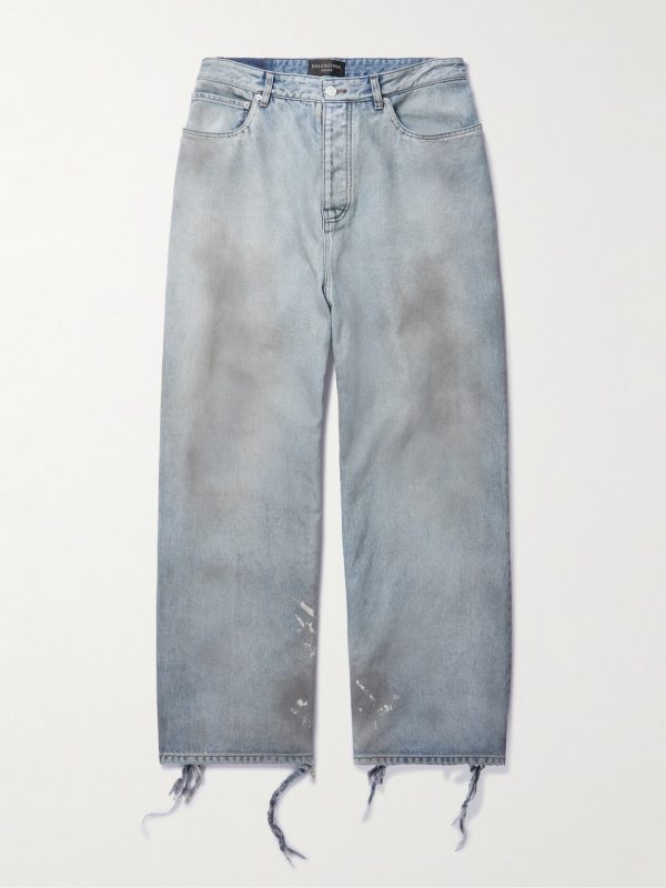Distressed Straight-Leg Jeans