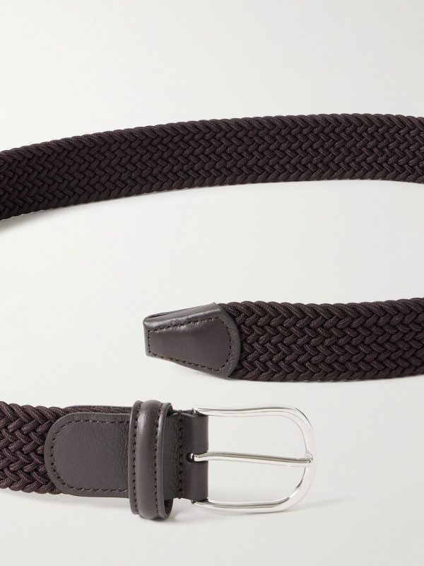 3.5cm Leather-Trimmed Woven Elastic Belt - E1 3.5cm Leather-Trimmed Woven Elastic Belt - E1