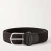 3.5cm Leather-Trimmed Woven Elastic Belt 3.5cm Leather-Trimmed Woven Elastic Belt