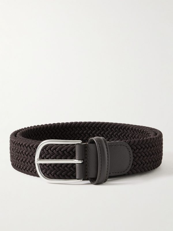 3.5cm Leather-Trimmed Woven Elastic Belt 3.5cm Leather-Trimmed Woven Elastic Belt