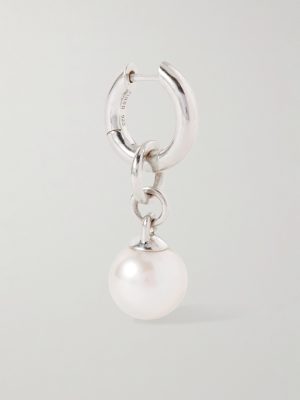 Tisha Convertible Sterling Silver Pearl Single Hoop Earring Tisha Convertible Sterling Silver Pearl Single Hoop Earring