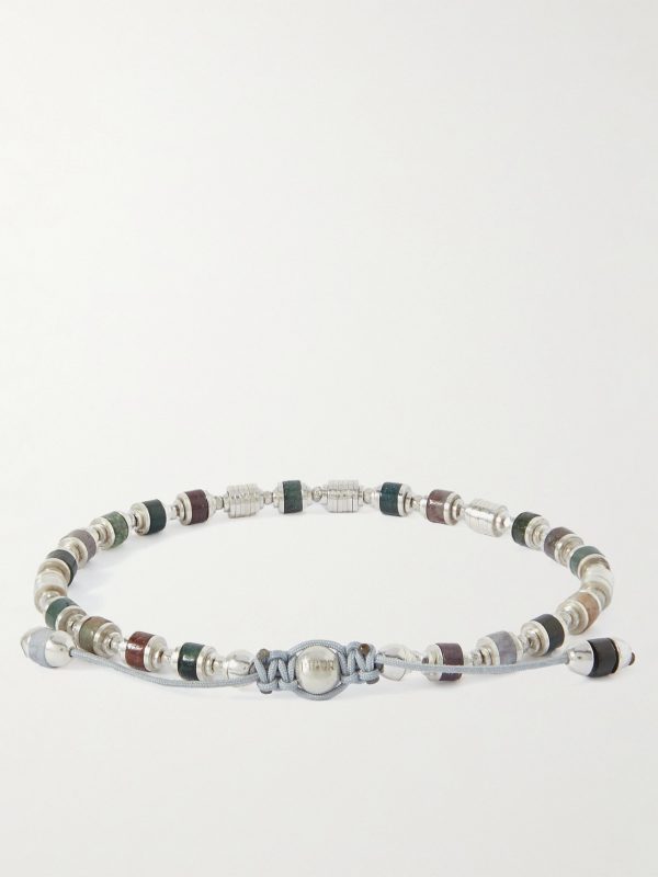 Saguaro Sterling Silver, Agate and Cord Beaded Bracelet - BK Saguaro Sterling Silver, Agate and Cord Beaded Bracelet - BK