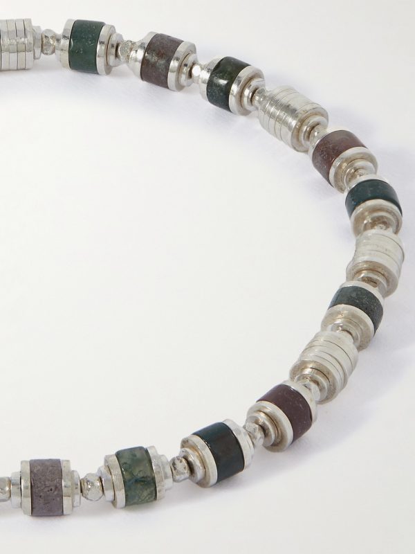 Saguaro Sterling Silver, Agate and Cord Beaded Bracelet - CU Saguaro Sterling Silver, Agate and Cord Beaded Bracelet - CU