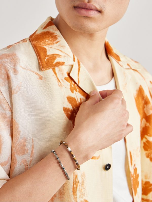 Saguaro Sterling Silver, Agate and Cord Beaded Bracelet - FR Saguaro Sterling Silver, Agate and Cord Beaded Bracelet - FR