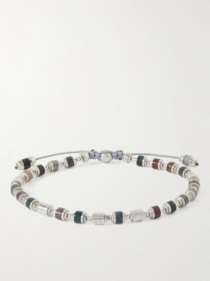 Saguaro Sterling Silver, Agate and Cord Beaded Bracelet