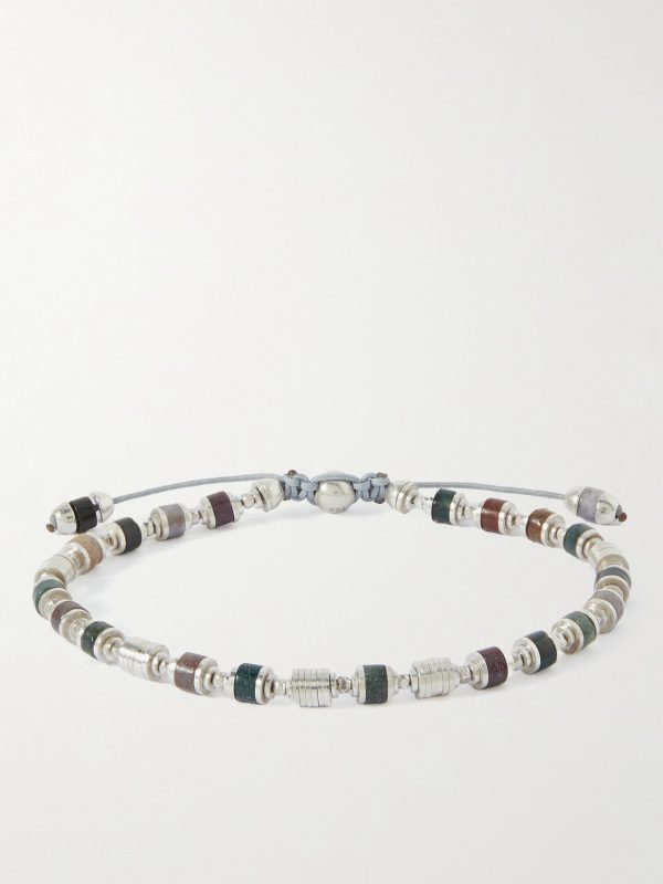 Saguaro Sterling Silver, Agate and Cord Beaded Bracelet Saguaro Sterling Silver, Agate and Cord Beaded Bracelet