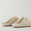 Suede-Trimmed Shearling-Lined Recycled Wool Slippers - BK