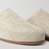 Suede-Trimmed Shearling-Lined Recycled Wool Slippers - CU