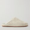 Suede-Trimmed Shearling-Lined Recycled Wool Slippers