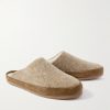Suede-Trimmed Shearling-Lined Recycled-Wool Slippers - FR Suede-Trimmed Shearling-Lined Recycled-Wool Slippers - FR