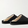 Suede-Trimmed Shearling-Lined Recycled-Wool Slippers - BK