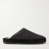 Suede-Trimmed Shearling-Lined Recycled-Wool Slippers