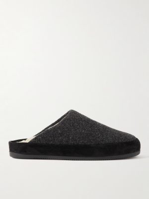 Suede-Trimmed Shearling-Lined Recycled-Wool Slippers Suede-Trimmed Shearling-Lined Recycled-Wool Slippers