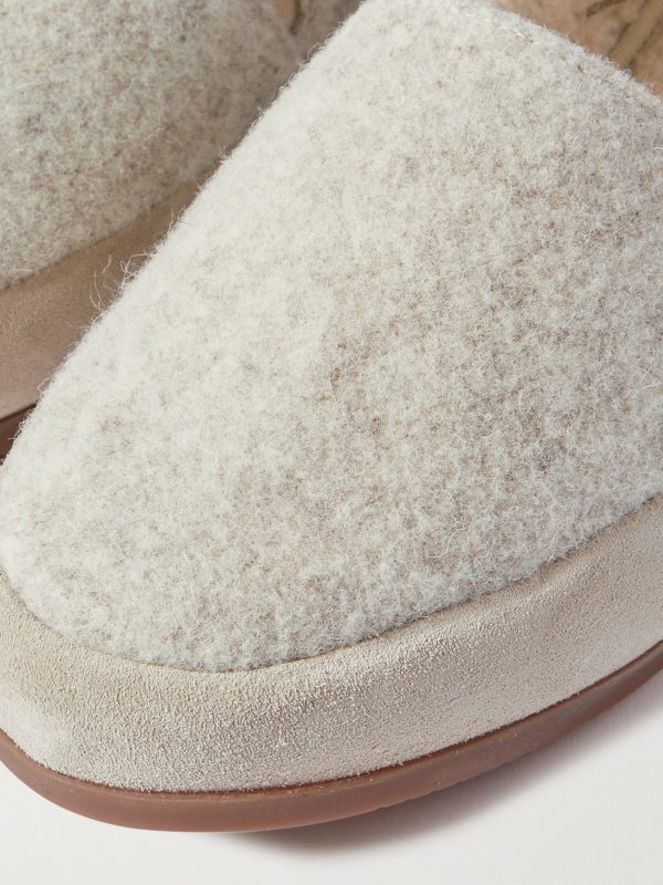 Suede-Trimmed Wool-Felt Slippers - CU Suede-Trimmed Wool-Felt Slippers - CU