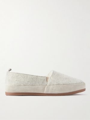 Suede-Trimmed Wool-Felt Slippers Suede-Trimmed Wool-Felt Slippers