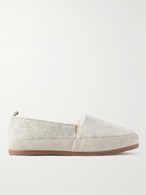 Suede-Trimmed Wool-Felt Slippers Suede-Trimmed Wool-Felt Slippers