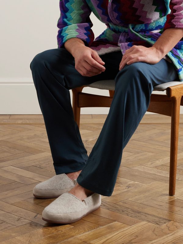 Suede-Trimmed Wool-Felt Slippers - OU Suede-Trimmed Wool-Felt Slippers - OU