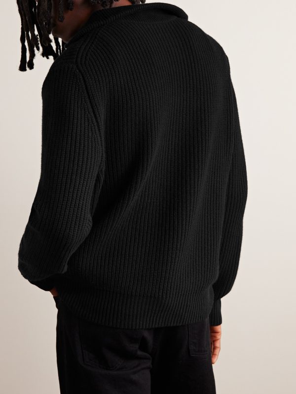 Heston Ribbed Cashmere Half-Zip Sweater - BK Heston Ribbed Cashmere Half-Zip Sweater - BK