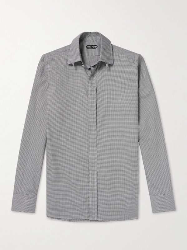 Slim-Fit Gingham Cotton-Poplin Shirt
