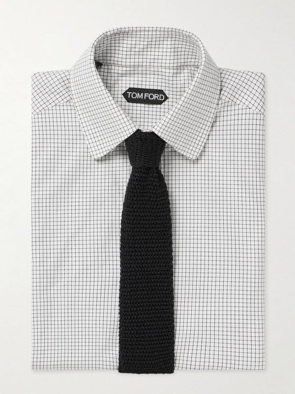 Slim-Fit Checked Cotton-Poplin Shirt - E1