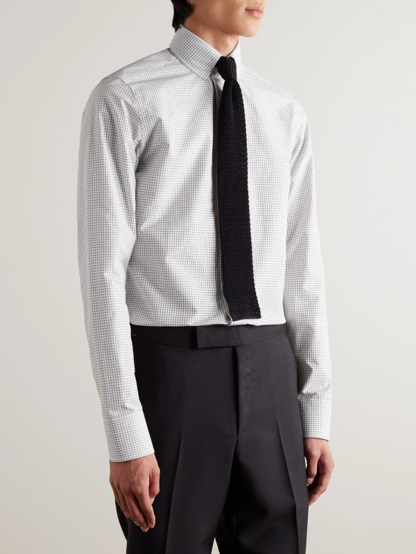 Slim-Fit Checked Cotton-Poplin Shirt - FR