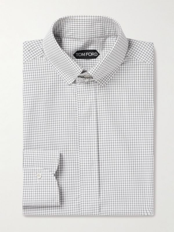 Slim-Fit Checked Cotton-Poplin Shirt