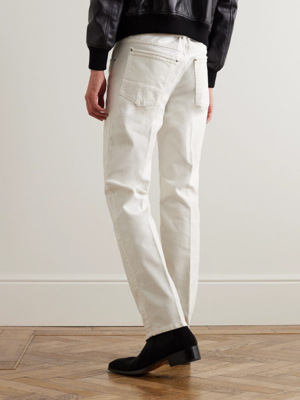 Slim-Fit Straight-Leg Cotton-Blend Moleskin Trousers - BK Slim-Fit Straight-Leg Cotton-Blend Moleskin Trousers - BK