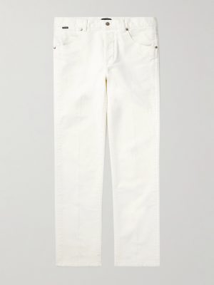 Slim-Fit Straight-Leg Cotton-Blend Moleskin Trousers