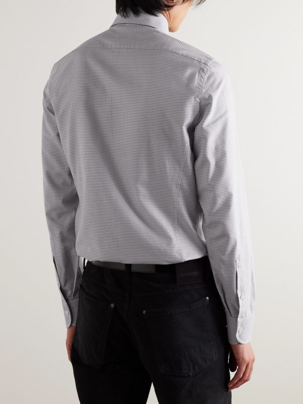Slim-Fit Button-Down Collar Puppytooth Cotton and Lyocell-Blend Shirt - BK Slim-Fit Button-Down Collar Puppytooth Cotton and Lyocell-Blend Shirt - BK