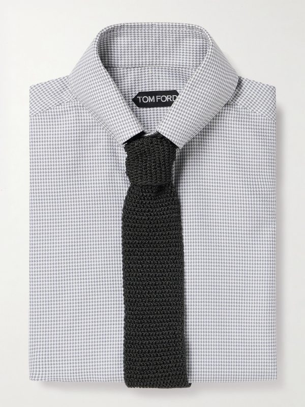 Slim-Fit Button-Down Collar Puppytooth Cotton and Lyocell-Blend Shirt - E1 Slim-Fit Button-Down Collar Puppytooth Cotton and Lyocell-Blend Shirt - E1