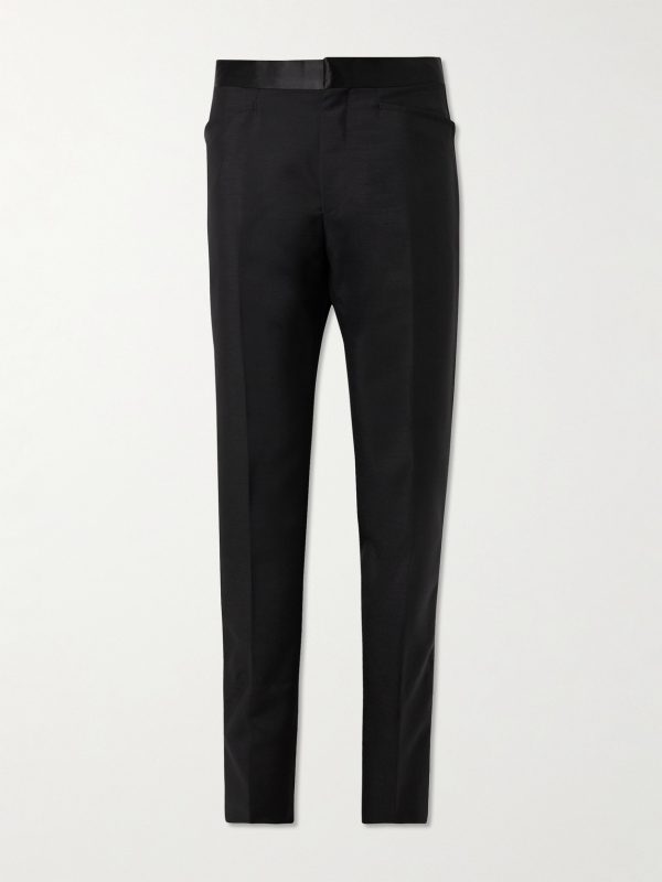 Slim-Fit Straight-Leg Satin-Trimmed Mohair and Wool-Blend Tuxedo Trousers Slim-Fit Straight-Leg Satin-Trimmed Mohair and Wool-Blend Tuxedo Trousers