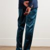 Velvet-Trimmed Stretch-Silk Satin Pyjama Trousers - BK