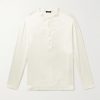 Silk-Blend Satin Henley Pyjama Top