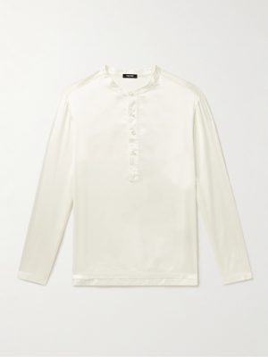 Silk-Blend Satin Henley Pyjama Top Silk-Blend Satin Henley Pyjama Top