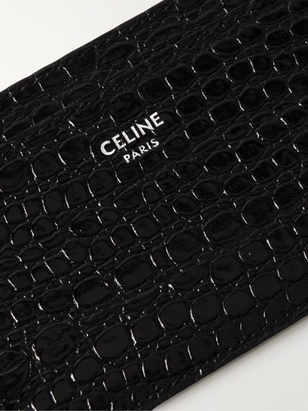 Logo-Print Croc-Effect Leather Cardholder - CU