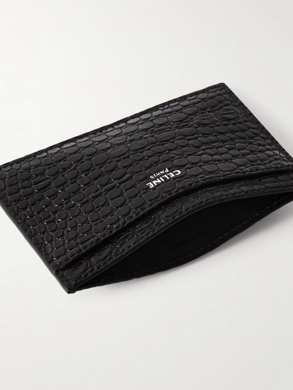 Logo-Print Croc-Effect Leather Cardholder - E1