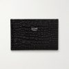 Logo-Print Croc-Effect Leather Cardholder