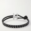 Triomphe Studded Leather and Silver-Tone Bracelet - BK