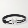 Triomphe Studded Leather and Silver-Tone Bracelet