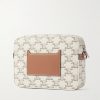 Small Triomphe Leather-Trimmed Logo-Print Coated-Canvas Messenger Bag - BK Small Triomphe Leather-Trimmed Logo-Print Coated-Canvas Messenger Bag - BK